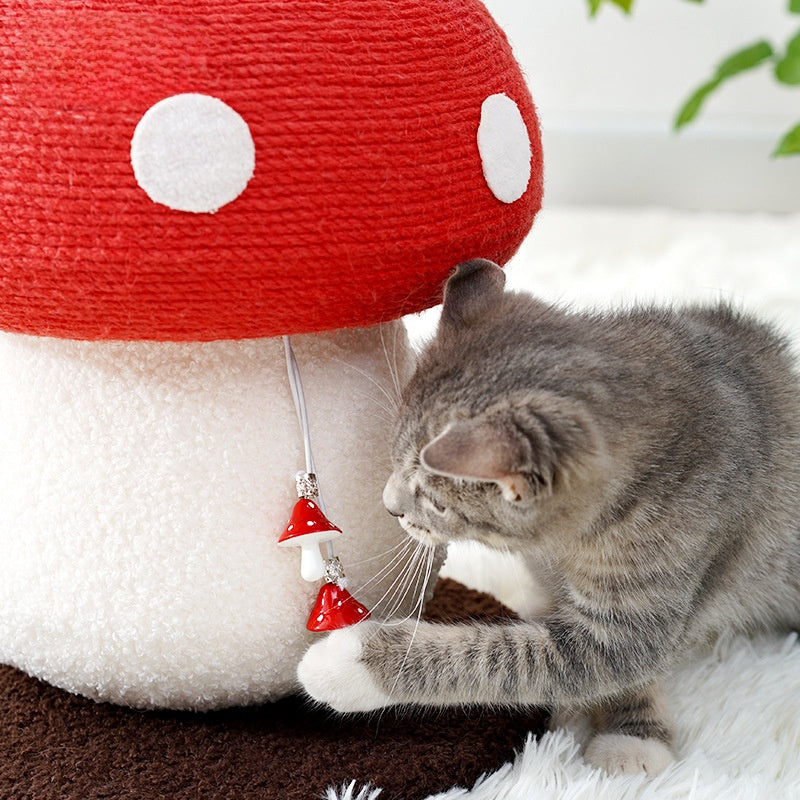 Red Mushroom Cat Climbing Scratching Post Toy