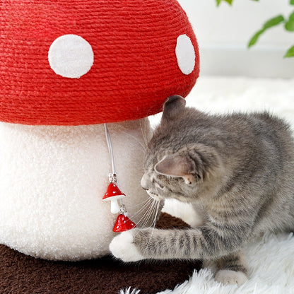 Red Mushroom Cat Climbing Scratching Post Toy